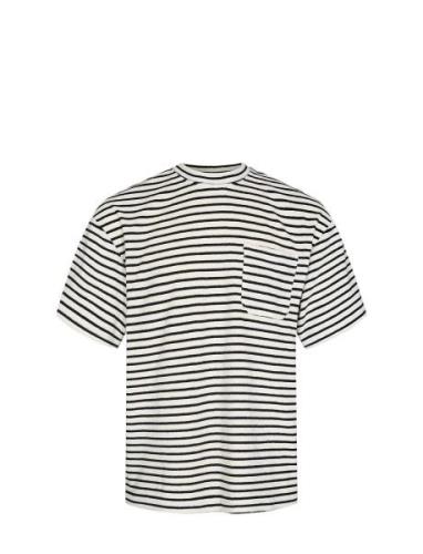 Akholger Frotte Stripe Tee Anerkjendt Navy