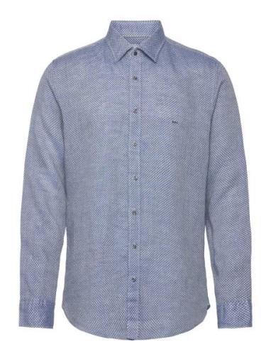 Linen Print Slim Shirt Michael Kors Blue