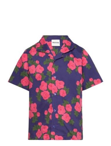 Roses Aop Woven S/S Shirt Mini Rodini Navy