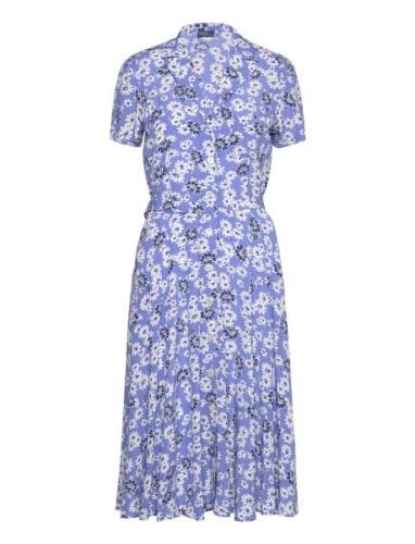 Floral Crepe Short-Sleeve Dress Polo Ralph Lauren Blue