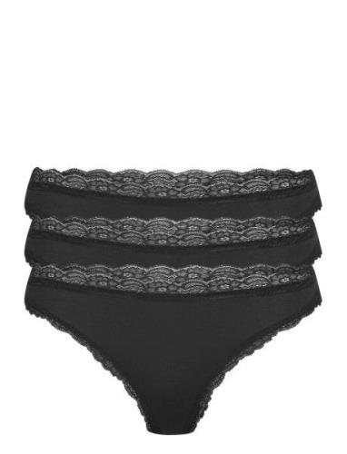 Brief 3-P Em Lace Thong Reg Co Lindex Black