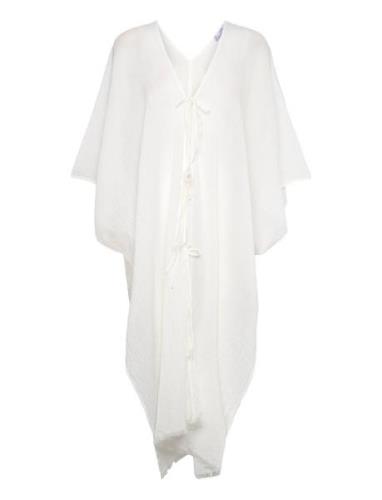 Semi-Transparent Kaftan With Bows Mango White