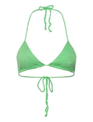 Beaded Crochet Bikini Top Mango Green