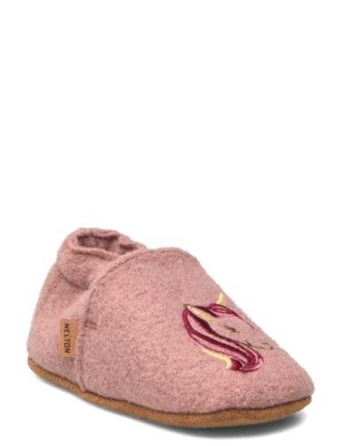 Unicorn Wool Slippers Melton Pink