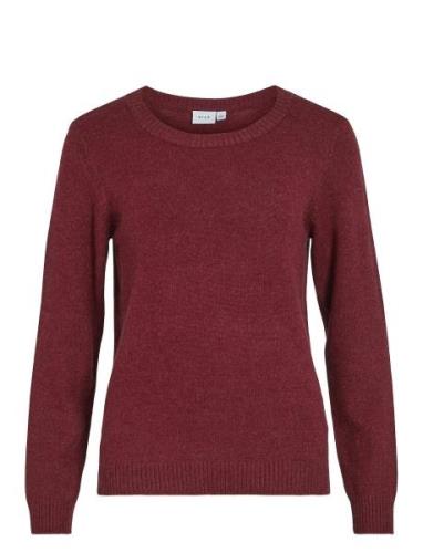 Viril O-Neck L/S Knit Top - Noos Vila Red