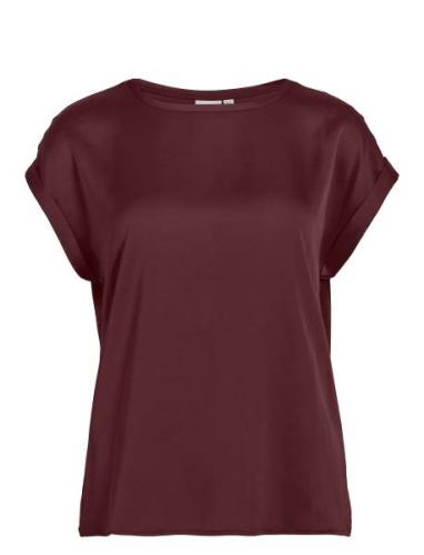 Viellette S/S Satin Top - Noos Vila Burgundy