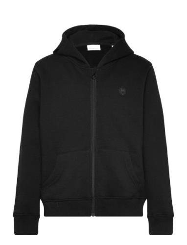 Badge Zip Hood Sweat - Gots/Vegan Knowledge Cotton Apparel Black