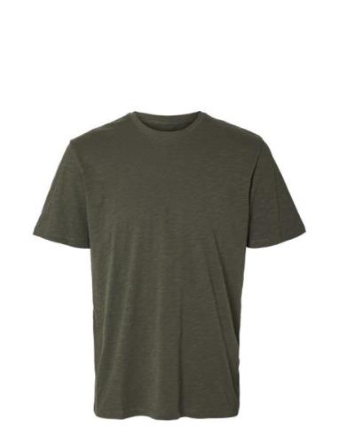 Slhaspen Slub Ss O-Neck Tee Noos Selected Homme Green