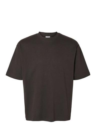 Slhlooseoscar Ss O-Neck Tee Noos Selected Homme Brown