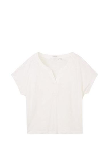 T-Shirt With Pleats Tom Tailor White