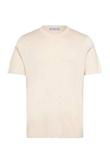 Cotton Blend Knitted T-Shirt Mango Cream