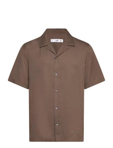 Regular-Fit Shirt With Bowling Neck Mango Brown