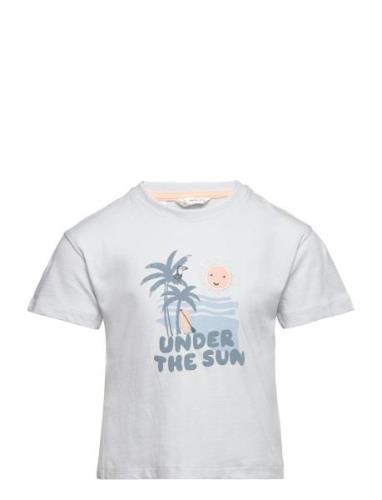 Printed Cotton-Blend T-Shirt Mango Blue