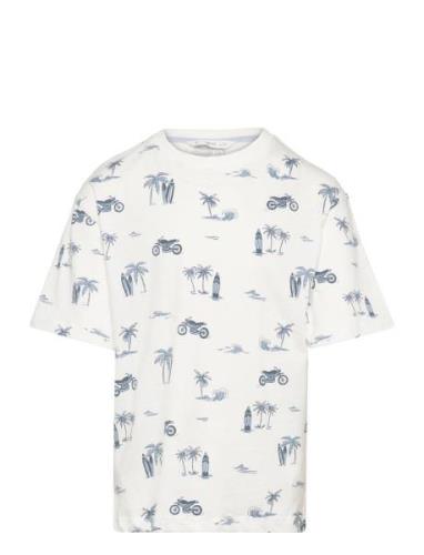 Printed Cotton-Blend T-Shirt Mango White