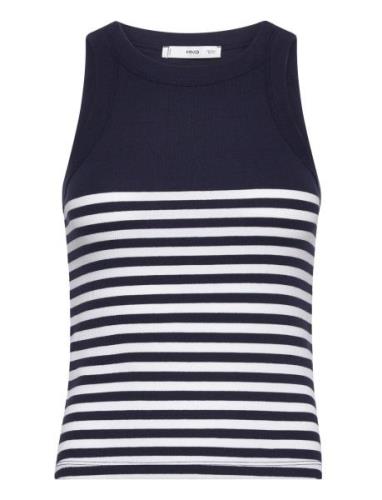 Stripe-Print Top Mango Navy