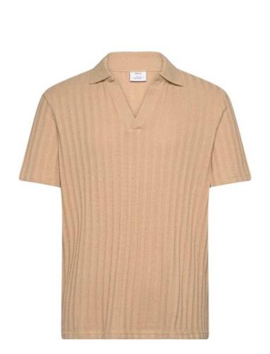 Regular-Fit Ribbed Cotton Polo Shirt Mango Beige