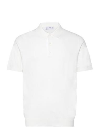 Fine-Knit Polo Shirt Mango White