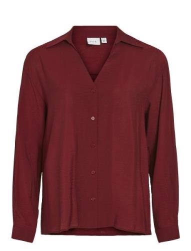 Vidomira V-Neck L/S Shirt - Noos Vila Red