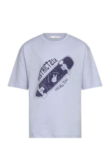 Printed Cotton-Blend T-Shirt Mango Blue