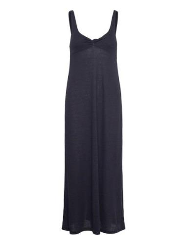 Linen Dress With Knot Detail Mango Navy