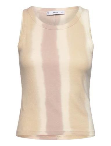 Tie-Dye Ribbed Top Mango Cream