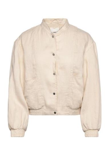 Buttons Linen-Blend Jacket Mango Beige