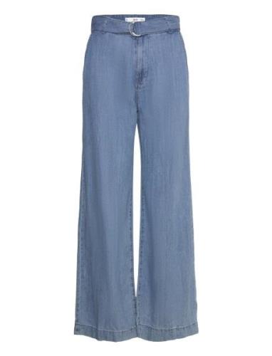 Flowy Wideleg Trousers With Belt Mango Blue