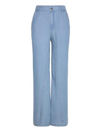 Wideleg Lyocell Trousers Mango Blue