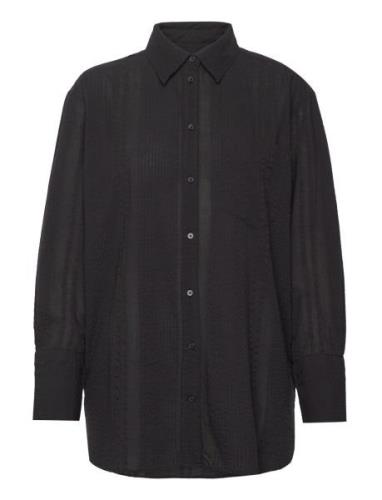 Rel Seersucker Stripe Shirt GANT Black