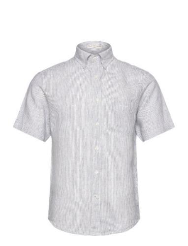 Reg Linen Stripe Ss Shirt GANT Grey