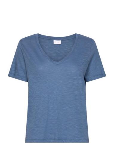 Vinova V-Neck S/S Top-Noos Vila Blue