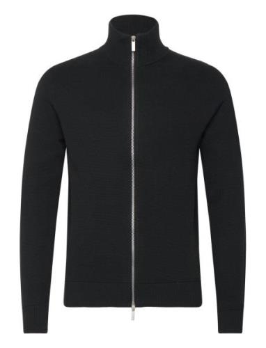 Slhdane Ls Knit Structure Full Zip Noos Selected Homme Black