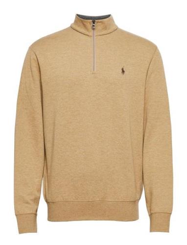 Luxury Jersey Quarter-Zip Pullover Polo Ralph Lauren Beige