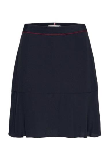 Vis Crepe Solid Short Skirt Tommy Hilfiger Navy