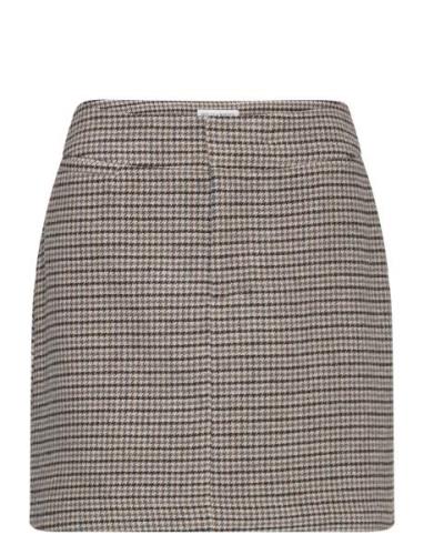 Skirt Tuva Check Lindex Brown