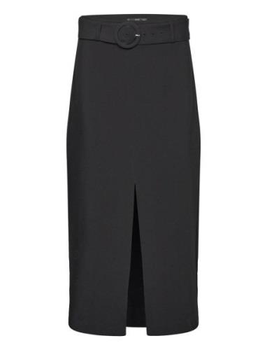 Skirt With Slit And Belt Mango Black