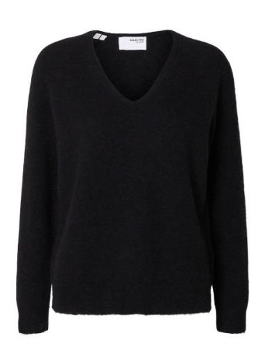 Slflulu New Ls Knit V-Neck B Noos Selected Femme Black