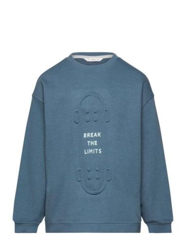 Embossed Design Sweatshirt Mango Blue