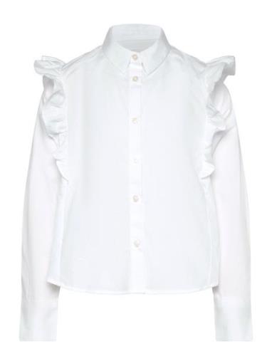 Ruffled Cotton Shirt Mango White