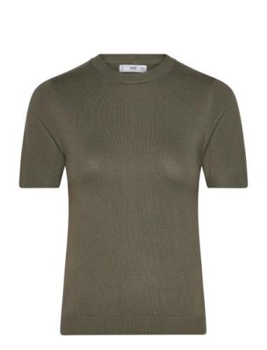 Short-Sleeved Fine-Knit Sweater Mango Khaki