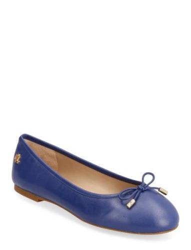 Jayna Nappa Leather Flat Lauren Ralph Lauren Blue