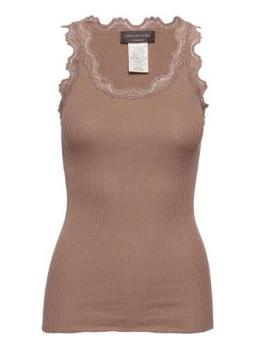 Rwbabette Sl U-Neck Long Lace Top Rosemunde Brown