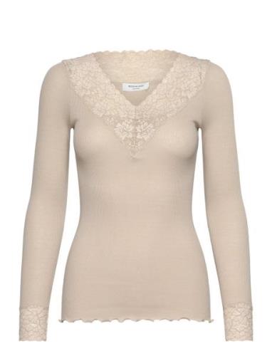 Organic T-Shirt W/ Lace Rosemunde Beige