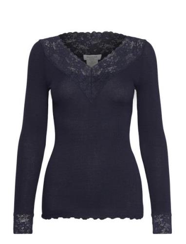 Organic T-Shirt W/ Lace Rosemunde Navy