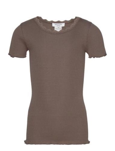 Silk T-Shirt W/ Lace Rosemunde Kids Brown