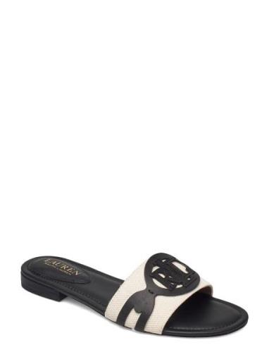 Alegra Canvas-Leather Slide Sandal Lauren Ralph Lauren Black