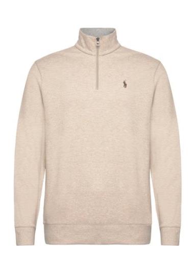 Luxury Jersey Quarter-Zip Pullover Polo Ralph Lauren Beige