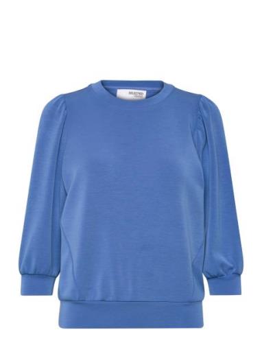 Slftenny 3/4 Sweat Top Noos Selected Femme Blue