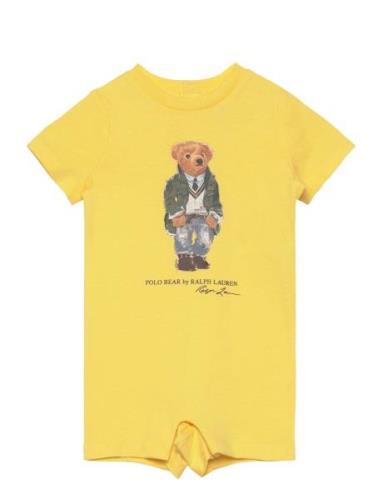 Polo Bear Cotton Jersey Shortall Ralph Lauren Baby Yellow