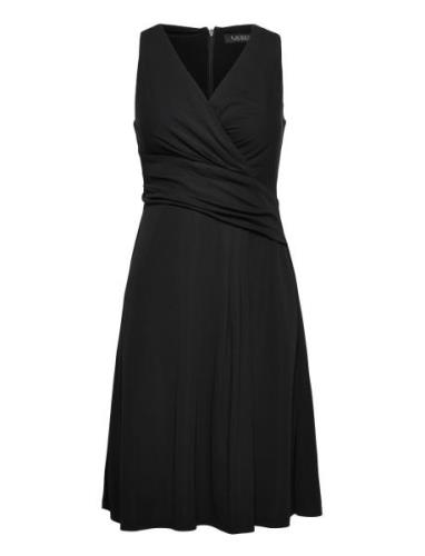 Surplice Jersey Sleeveless Dress Lauren Ralph Lauren Black